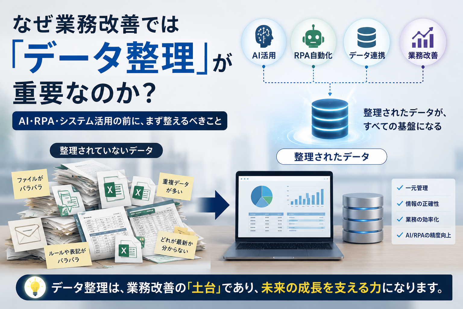 なぜ業務改善では「データ整理」が重要なのか？